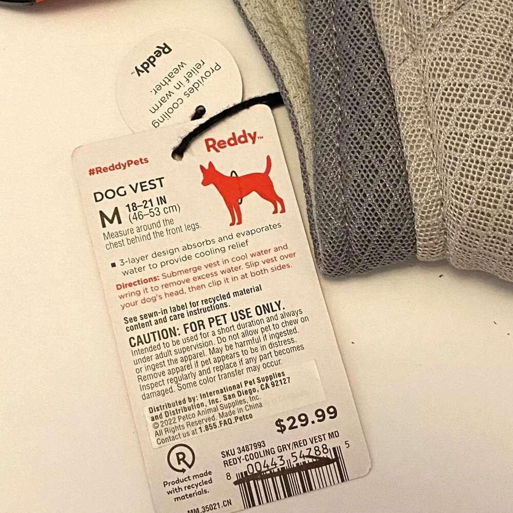 Reddy Dog Vest Cooling Jacket Gray M 18”-21” Outdoor Summer